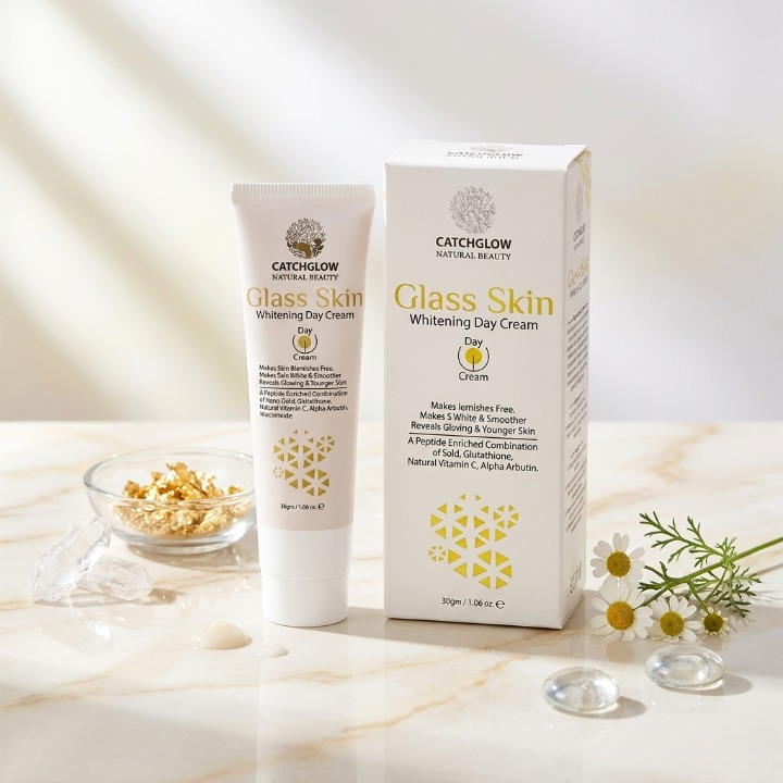 Catchglow Natural Beauty Glass Skin Brightening Day Cream 30g – Hydrating Daily Face Moisturizer for Radiant & Smooth Skin