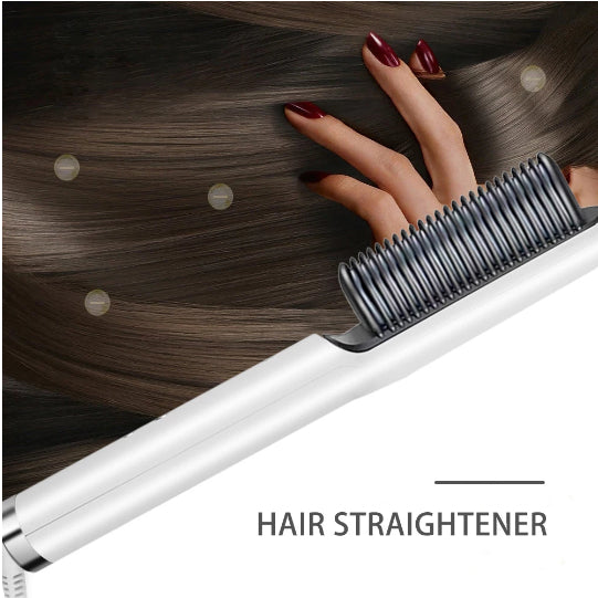 HQT-909B Electric Hair Straightening & Curling Comb Brush – 2-in-1 Fast Heating Hair Styler for Women