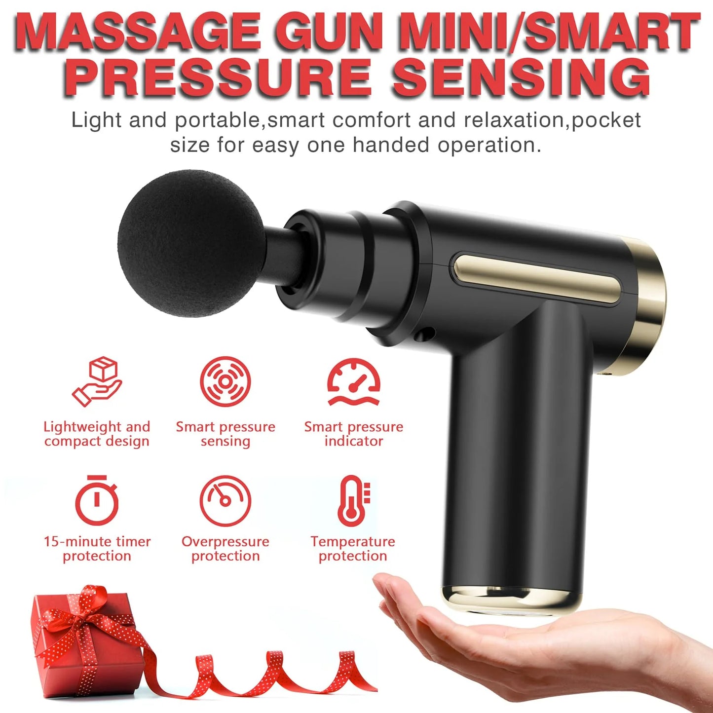 4-in-1 Deep Tissue Massage Gun – Portable Percussion Muscle Massager with 4 Interchangeable Massage Heads