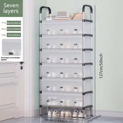 Premium Multi-Layer Dustproof Shoe Rack Organizer with Cover | Foldable Space Saving Storage