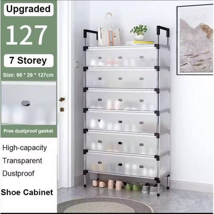 Premium Multi-Layer Dustproof Shoe Rack Organizer with Cover | Foldable Space Saving Storage