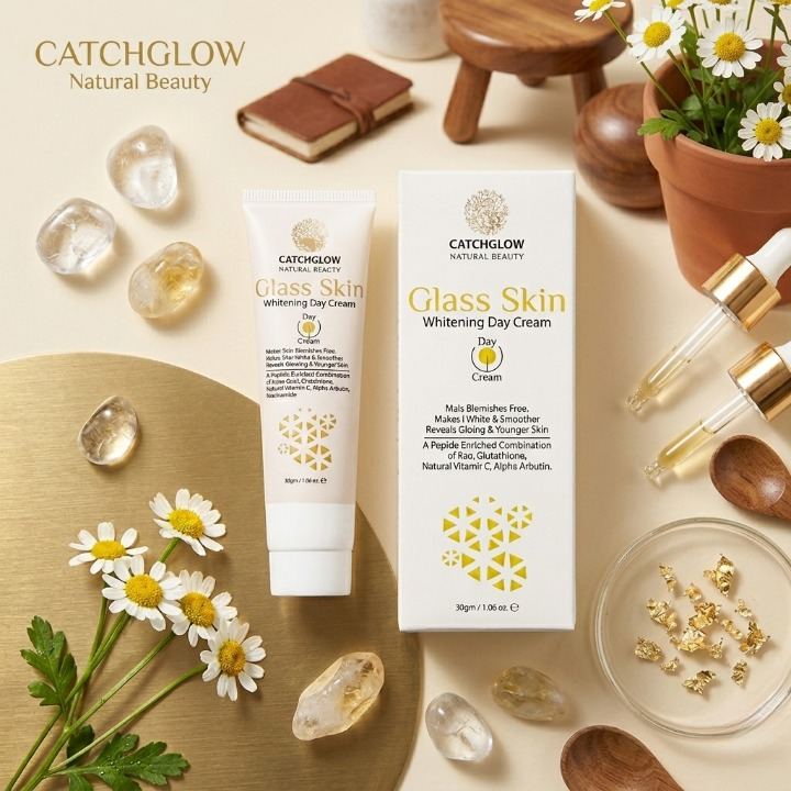 Catchglow Natural Beauty Glass Skin Brightening Day Cream 30g – Hydrating Daily Face Moisturizer for Radiant & Smooth Skin