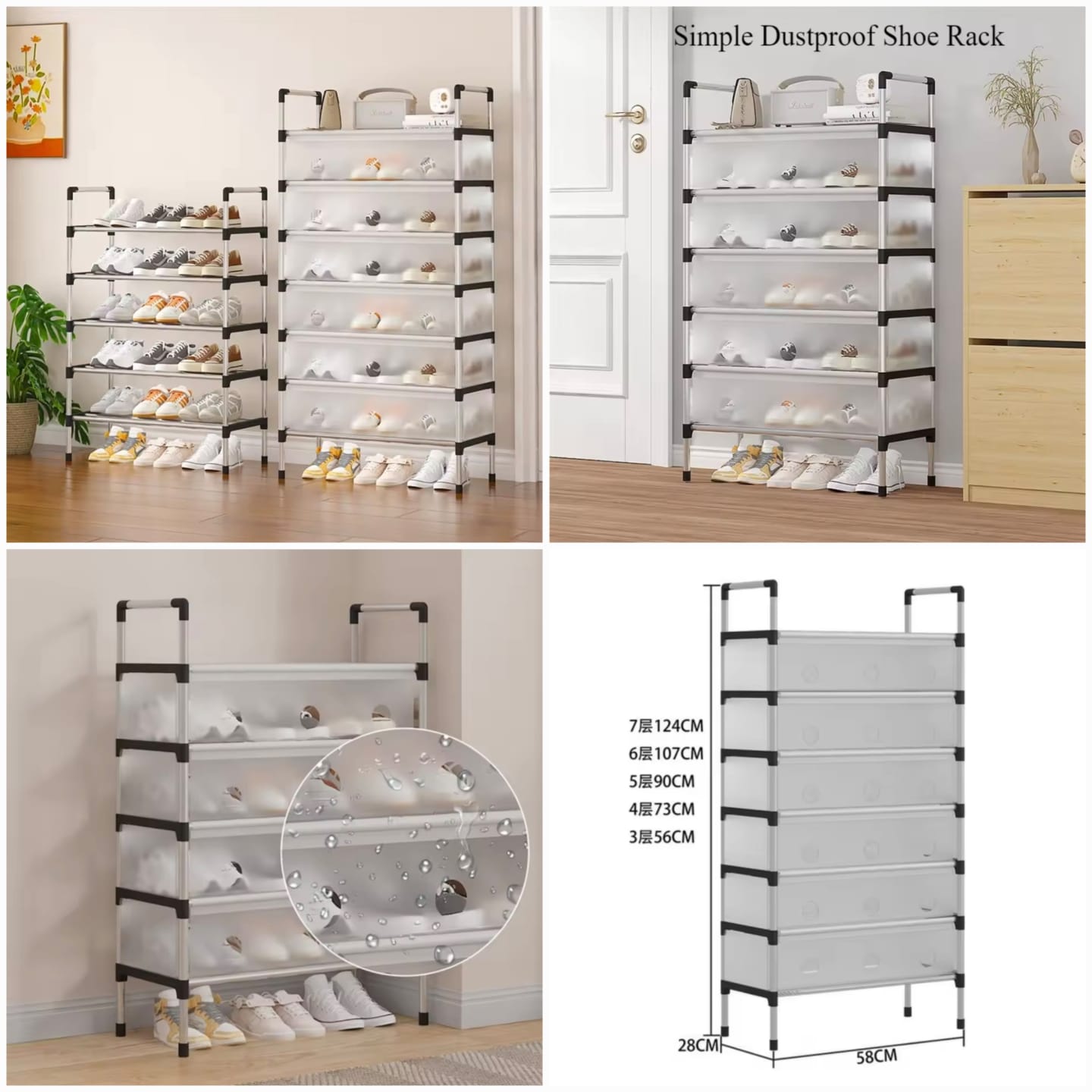 Premium Multi-Layer Dustproof Shoe Rack Organizer with Cover | Foldable Space Saving Storage