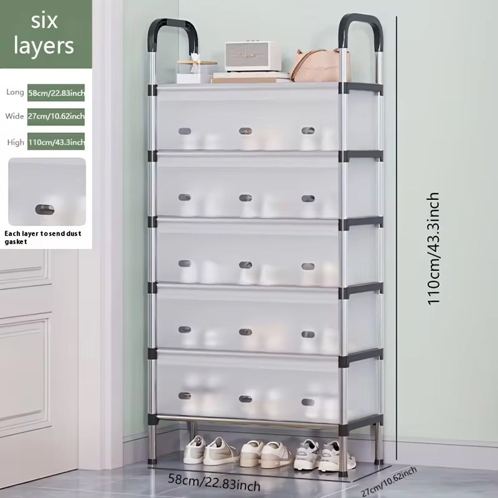 Premium Multi-Layer Dustproof Shoe Rack Organizer with Cover | Foldable Space Saving Storage