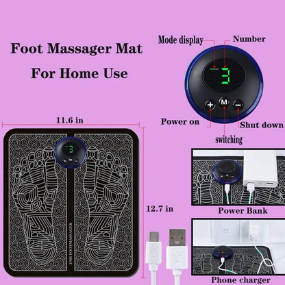 EMS Foot Massager Mat | USB Rechargeable Smart Electric Foot Massage Pad Technology