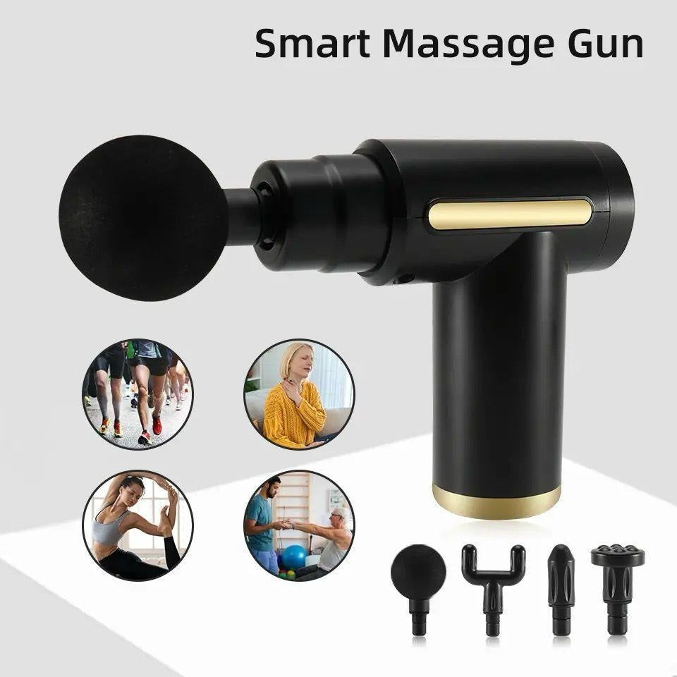 4-in-1 Deep Tissue Massage Gun – Portable Percussion Muscle Massager with 4 Interchangeable Massage Heads