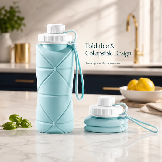 Silicon Foldable Bottle 600ml | Portable Travel Smart Water Bottle | Pocket Size Collapsible Design