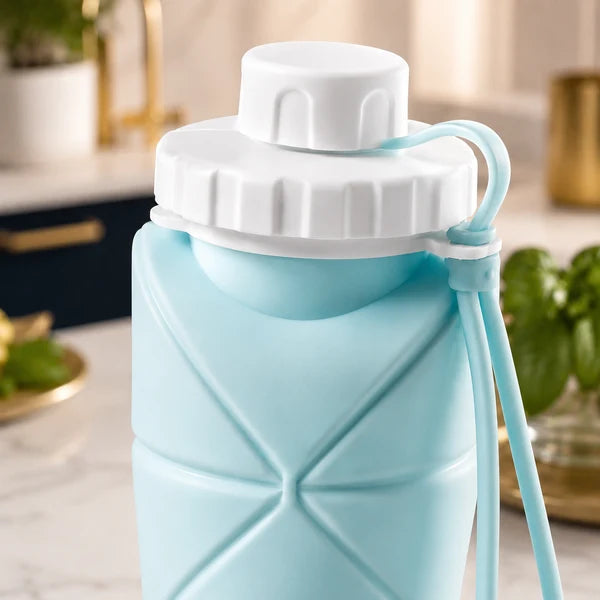 Silicon Foldable Bottle 600ml | Portable Travel Smart Water Bottle | Pocket Size Collapsible Design