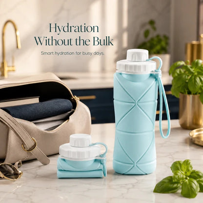 Silicon Foldable Bottle 600ml | Portable Travel Smart Water Bottle | Pocket Size Collapsible Design