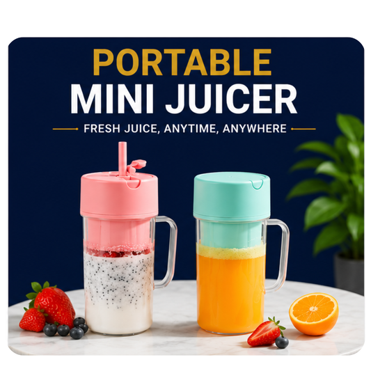 Portable Mini Crusher Juicer – USB Rechargeable Electric Juice Cup with Straw & Handle for Fresh Shakes and Smoothies