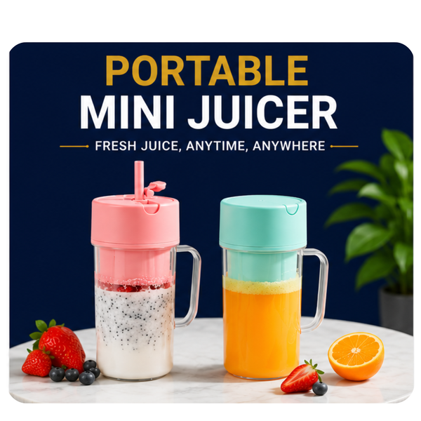 Portable Mini Crusher Juicer – USB Rechargeable Electric Juice Cup with Straw & Handle for Fresh Shakes and Smoothies