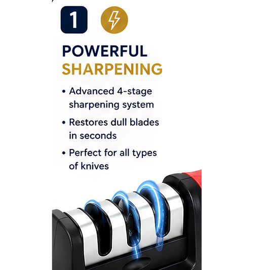3-Stage Kitchen Knife Sharpener | Manual Blade Sharpener for Home & Professional Use