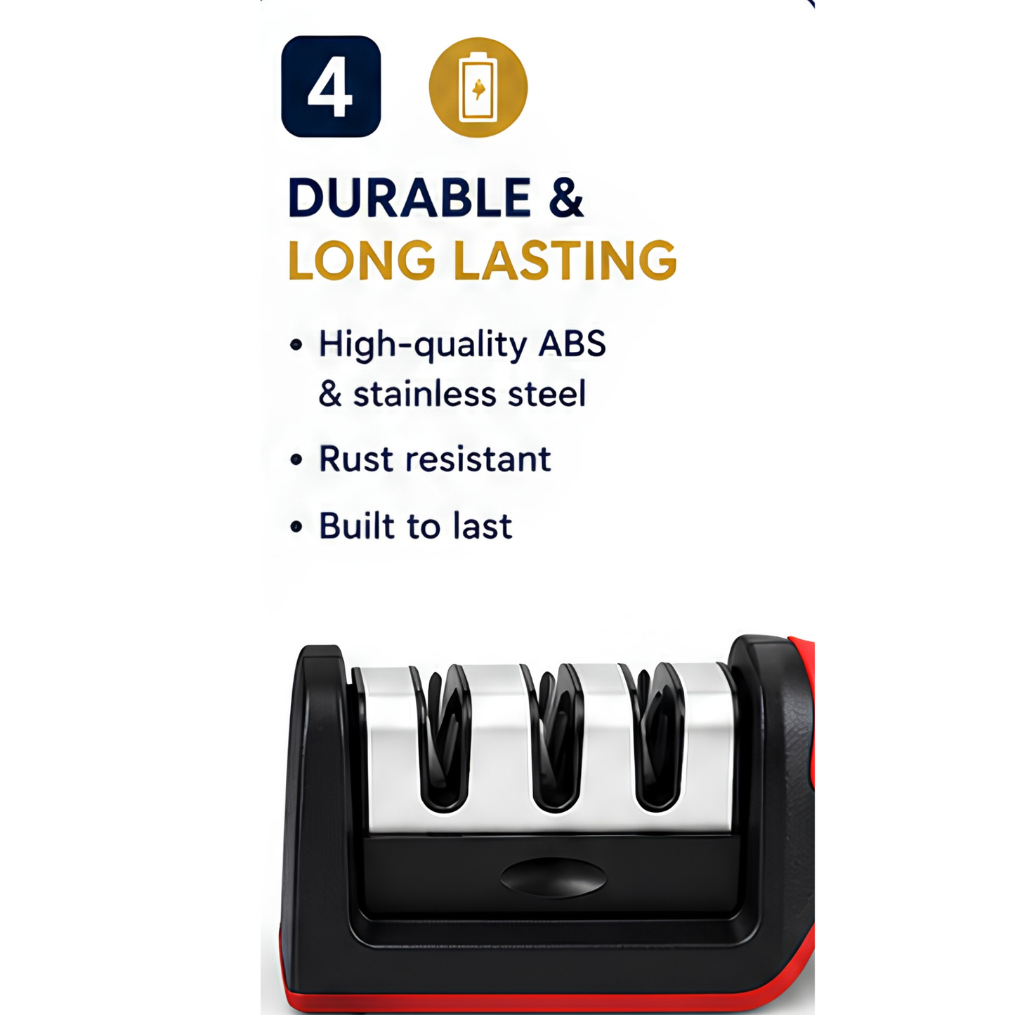 3-Stage Kitchen Knife Sharpener | Manual Blade Sharpener for Home & Professional Use