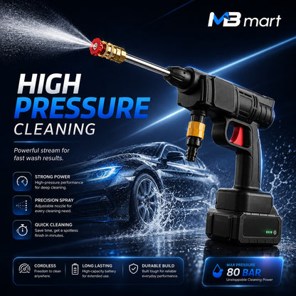 Rechargeable 21V Car Wash Spray Gun | Cordless High Pressure Cleaner | Portable Power Washer