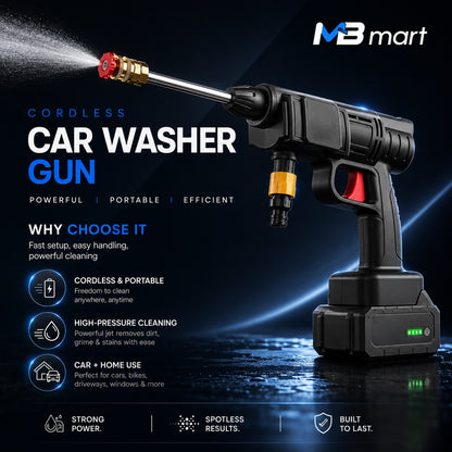 Rechargeable 21V Car Wash Spray Gun | Cordless High Pressure Cleaner | Portable Power Washer