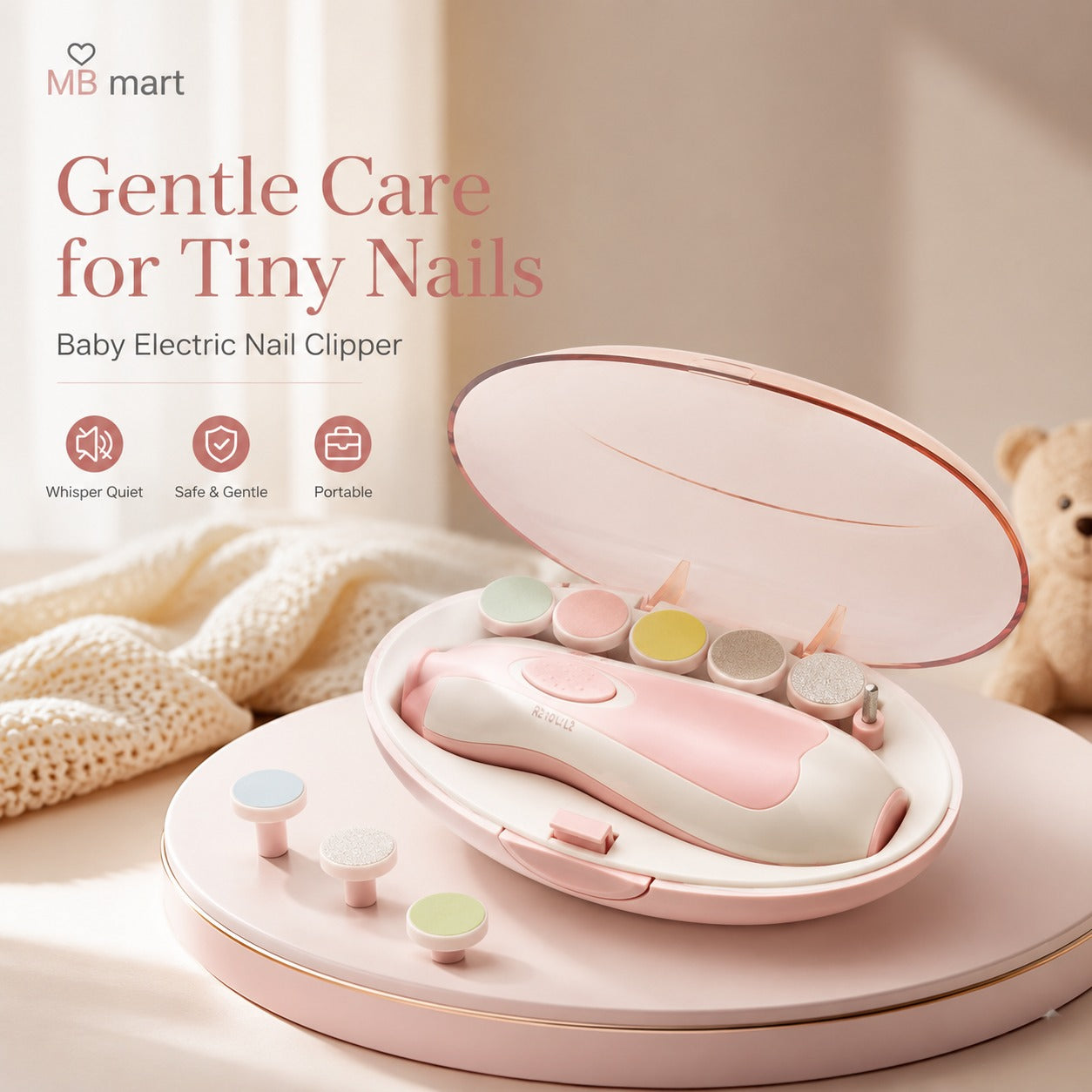 Baby Electric Nail Care Kit | Gentle Nail Trimmer & Manicure Set | Safe for Infants
