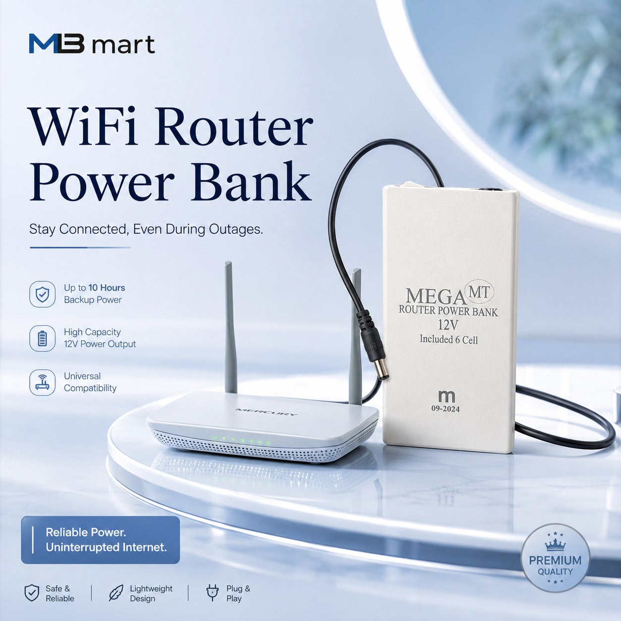 20000mAh WiFi Backup Power Bank | Reliable 9V Router Battery Backup | Random Color