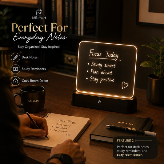 LED Light-Up Message Board | Reusable Acrylic Writing Pad with Stand & Erasable Pens for Kids, Study & Home Decoration