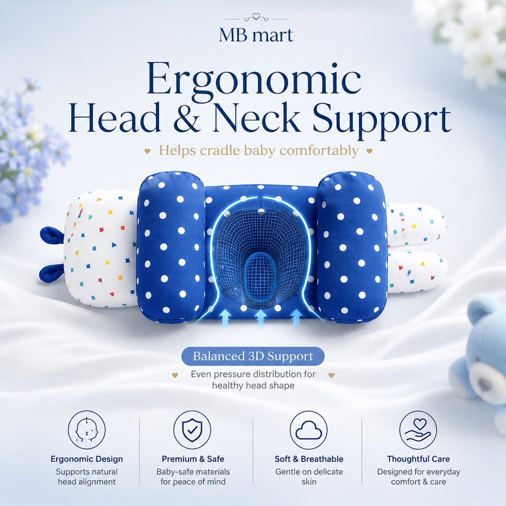 Newborn Baby Head Support Cushion | Adjustable Soft Pillow | Comfortable Infant Support