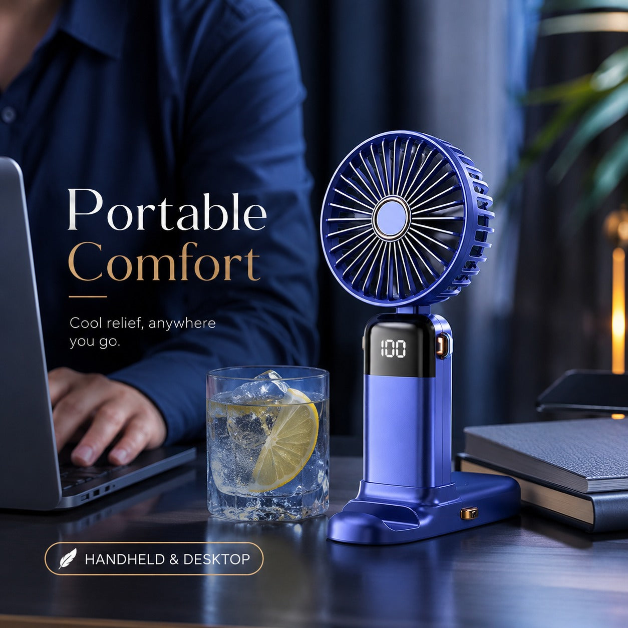 USB-C Rechargeable Mini Fan | Digital Display Handheld Portable Cooling Fan for Home, Office & Travel (Random Color)