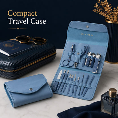 16-in-1 Professional Nail Care Kit | Stainless Steel Manicure & Pedicure Set with Nail Clippers, Scissors & Ear Pick | Random Color