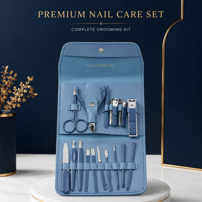 16-in-1 Professional Nail Care Kit | Stainless Steel Manicure & Pedicure Set with Nail Clippers, Scissors & Ear Pick | Random Color