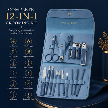 16-in-1 Professional Nail Care Kit | Stainless Steel Manicure & Pedicure Set with Nail Clippers, Scissors & Ear Pick | Random Color