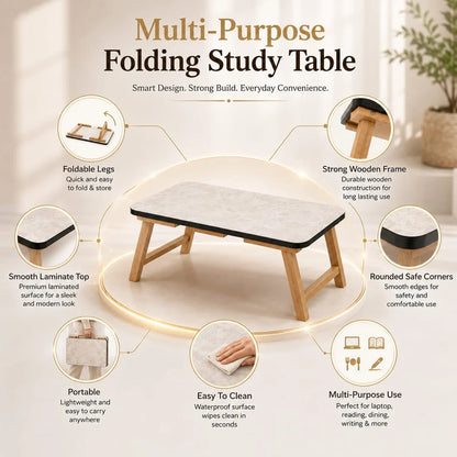 Multi-Purpose Wooden Folding Table – Portable Laptop Desk for Bed, Sofa, Study, Work & Breakfast
