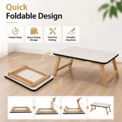 Multi-Purpose Wooden Folding Table – Portable Laptop Desk for Bed, Sofa, Study, Work & Breakfast