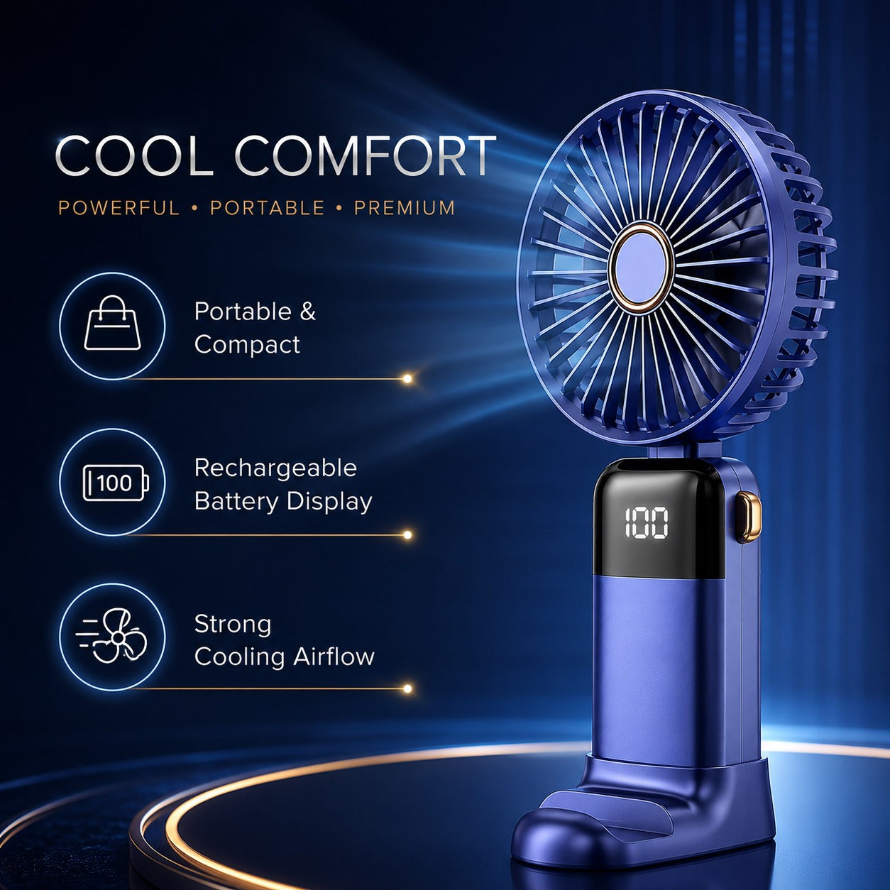 USB-C Rechargeable Mini Fan | Digital Display Handheld Portable Cooling Fan for Home, Office & Travel (Random Color)