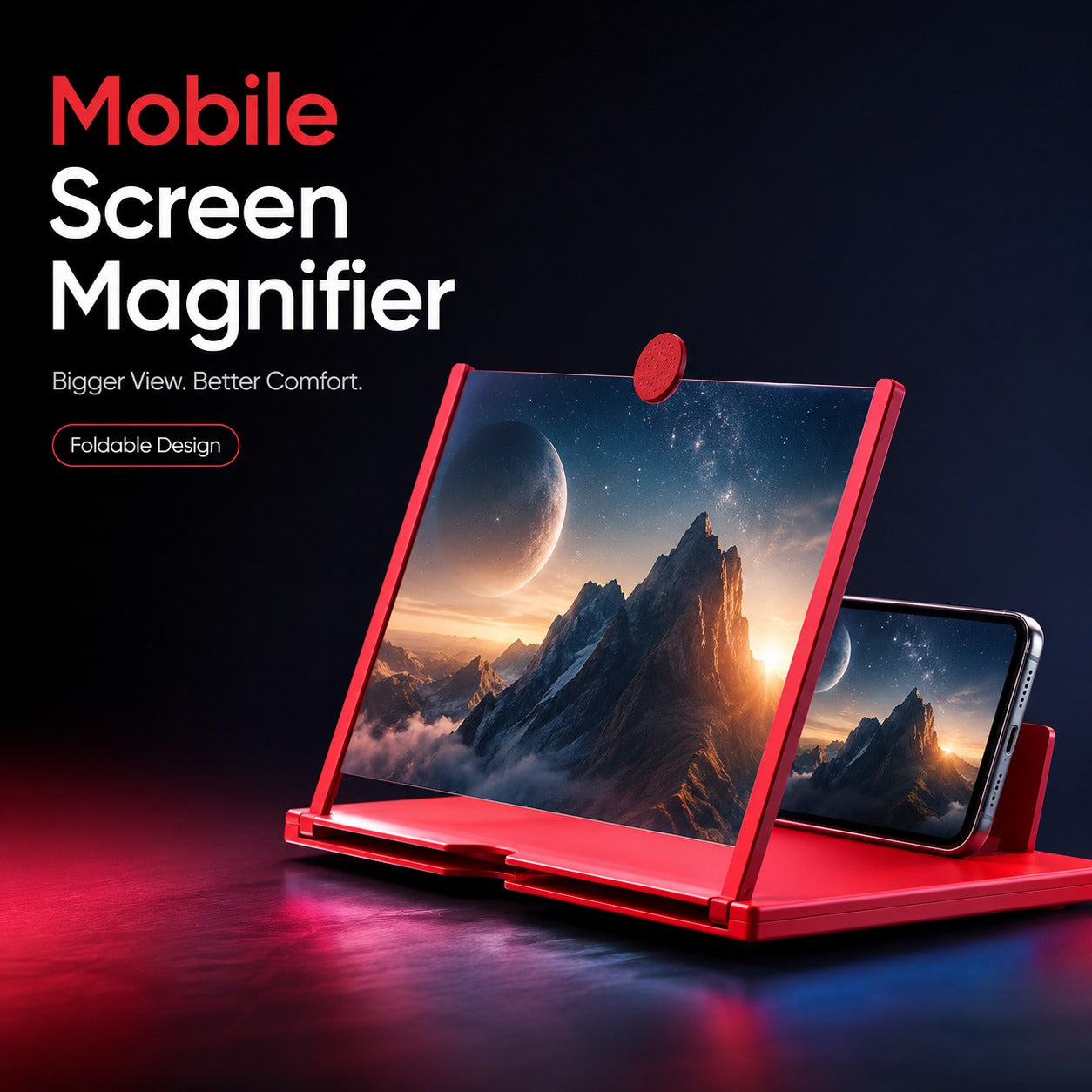 12-Inch HD Mobile Screen Magnifier | 3D Video Amplifier & Foldable Smartphone Stand | Eye Protection Screen Enlarger for Movies, Gaming & Reading (Random Color)