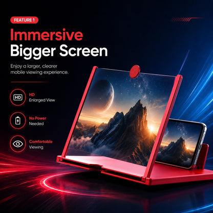 12-Inch HD Mobile Screen Magnifier | 3D Video Amplifier & Foldable Smartphone Stand | Eye Protection Screen Enlarger for Movies, Gaming & Reading (Random Color)