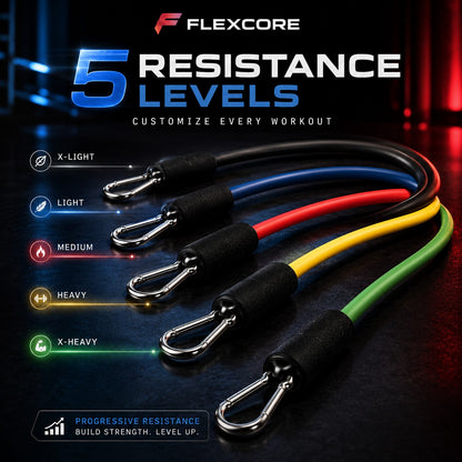 11PCS Resistance Bands Set | Adjustable Latex Pull Rope Workout Kit with Door Anchor, Handles & Ankle Straps | Home Gym Fitness Training Equipment