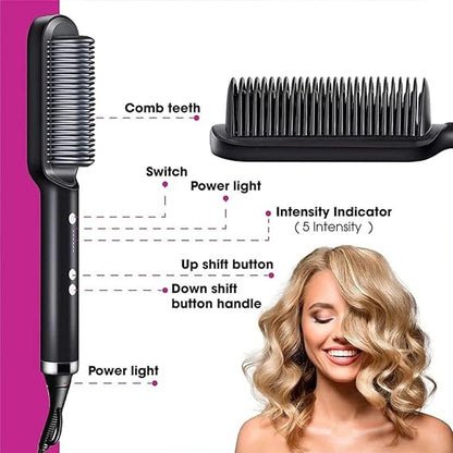 HQT-909B Electric Hair Straightening & Curling Comb Brush – 2-in-1 Fast Heating Hair Styler for Women