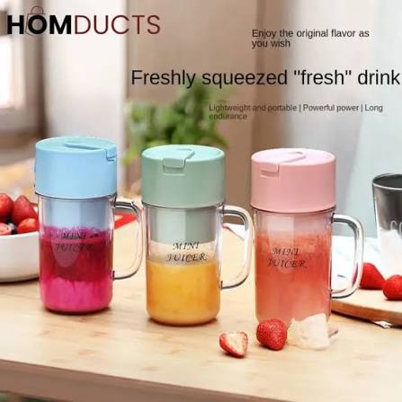 Portable Mini Crusher Juicer – USB Rechargeable Electric Juice Cup with Straw & Handle for Fresh Shakes and Smoothies