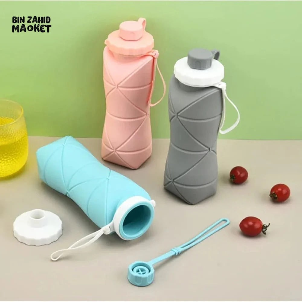 Silicon Foldable Bottle 600ml | Portable Travel Smart Water Bottle | Pocket Size Collapsible Design