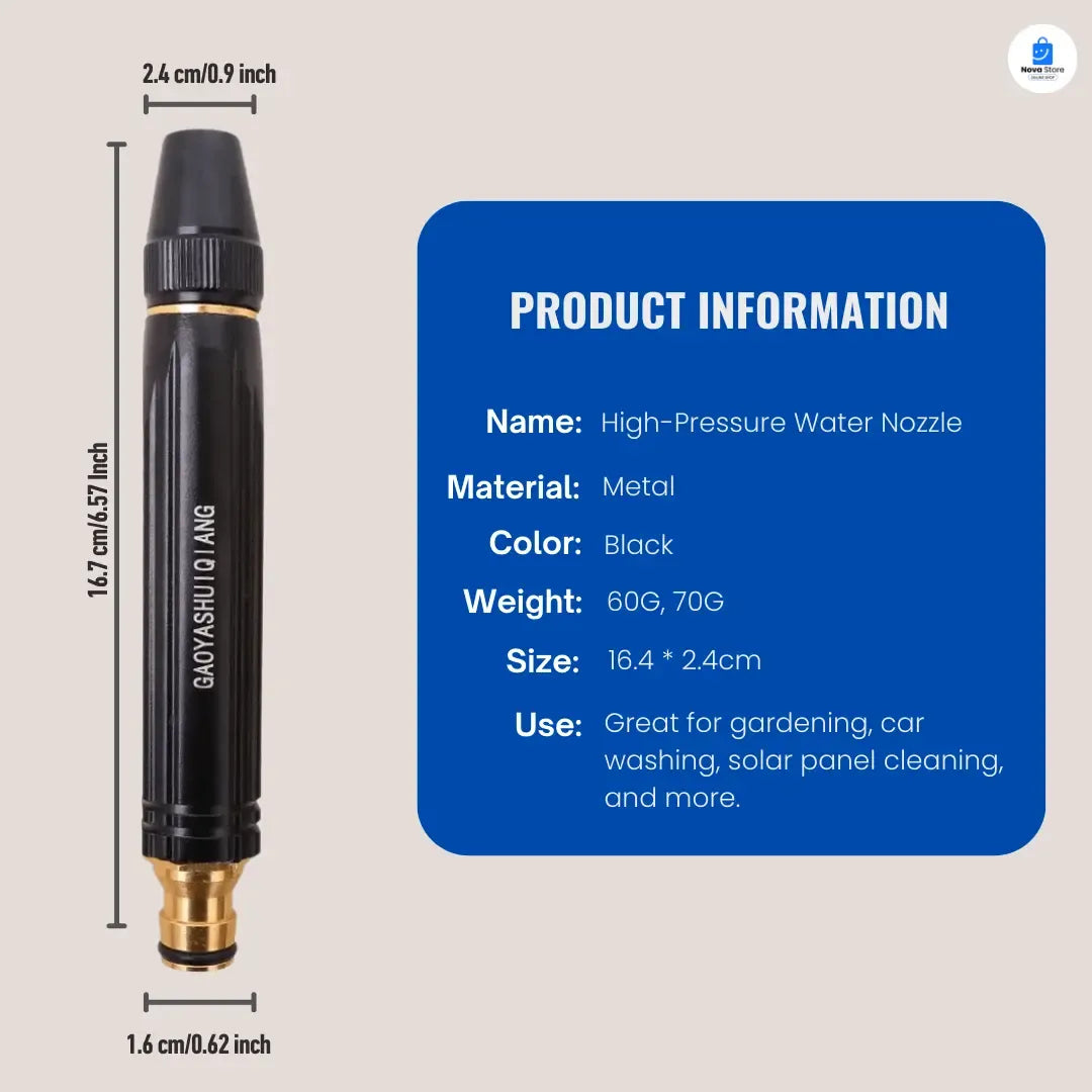 High Pressure Water Spray Nozzle | Adjustable Garden Hose Spray Gun