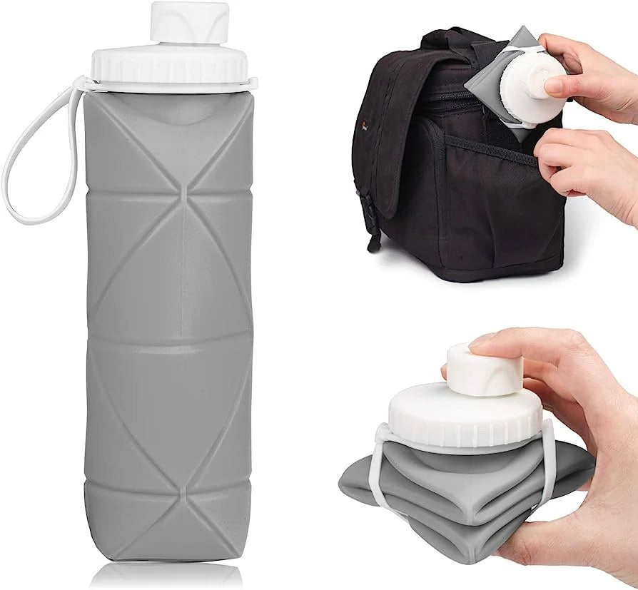 Silicon Foldable Bottle 600ml | Portable Travel Smart Water Bottle | Pocket Size Collapsible Design