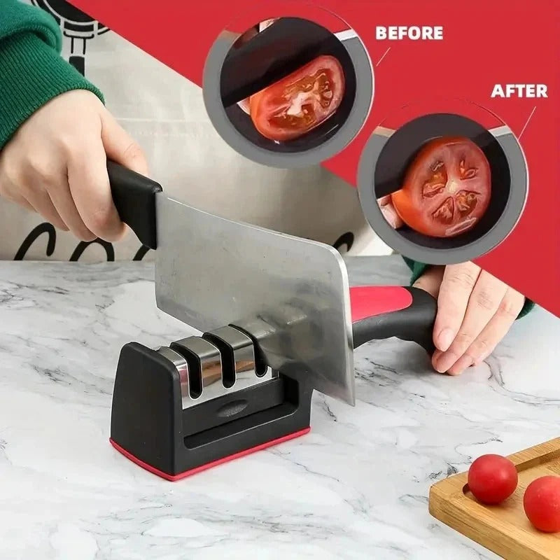 3-Stage Kitchen Knife Sharpener | Manual Blade Sharpener for Home & Professional Use